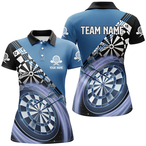 Blue Womens Darts Polo Shirt With Name Customized Darts Shirts For Women Dart Jersey LDT0307