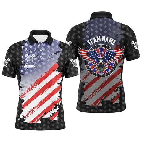 American Flag Patriotic Darts Polo Shirt Us Eagle Stars Pattern Custom Mens Dart Jersey LDT0314