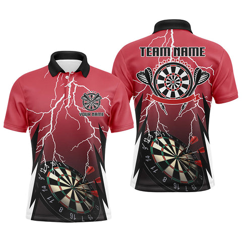 Mens Personalized Red Lightning Darts Polo Shirt Custom Thunder Darts Jersey For Men LDT0334