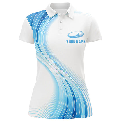 Blue White Womens Golf Polo Shirts Custom Name Golf Shirts For Women Personalized Golf Gifts LDT1317