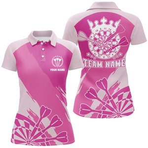 Personalized Pink Darts Polo Shirt Custom Pink Cool Dart Shirt For Women Darts Jersey LDT0349