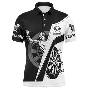 Personalized All Over Print Black White Mens Dart Polo Shirt Custom Darts Shirt For Men LDT0684