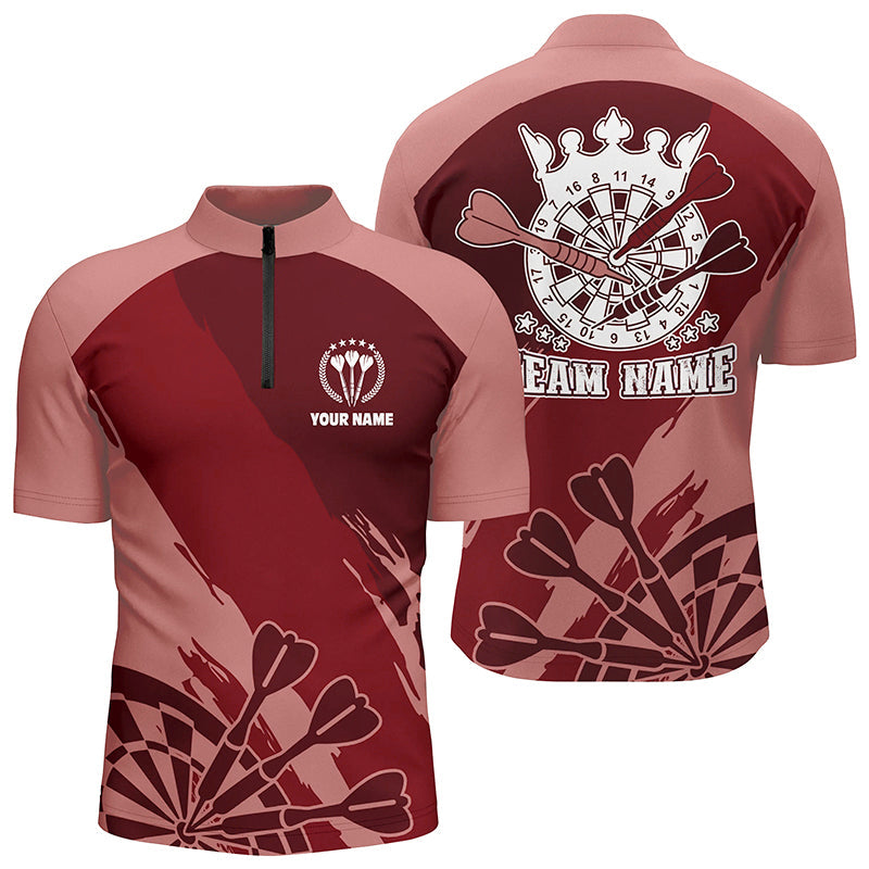 Personalized Red Darts Quarter Zip Shirt Custom Cool Dart Shirts For Men Darts Jersey LDT0695