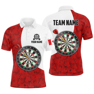 Canada Flag Red Maple Leaf Mens Darts Polo Shirts Custom Patriotic Dart Jerseys For Men LDT1478