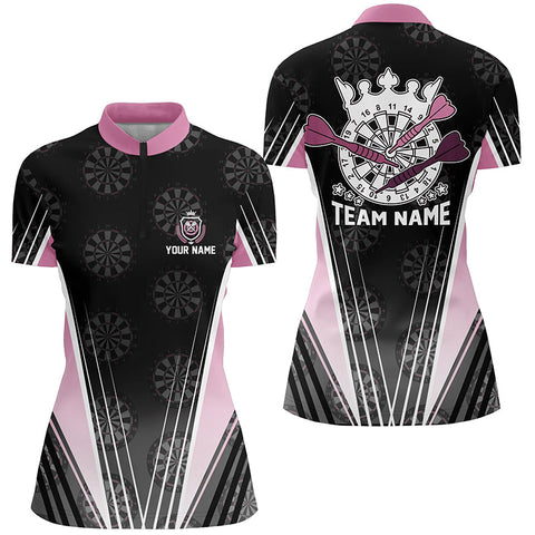 Personalized Black & Pink Darts Quarter-Zip Shirt Custom Womens Dart Shirts Darts Jersey LDT0705