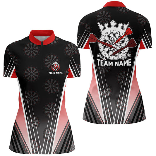 Personalized Black Red Darts Quarter-zip Shirt Custom Dart Shirt For Women Darts Jersey LDT0706