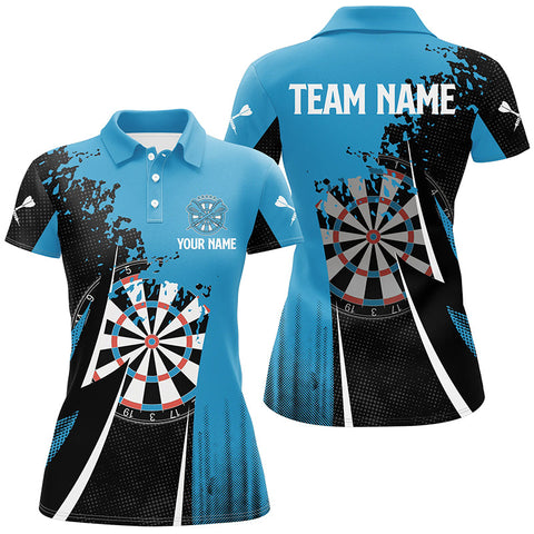 Black Blue Women Darts Polo Shirt Custom Cool Darts Shirt For Women Darts Jersey LDT0408