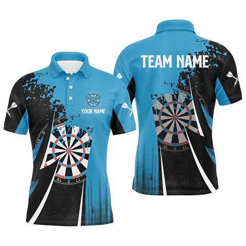 Black Blue Mens Darts Polo Shirt Custom Cool Darts Shirt For Men Darts Jersey LDT0408