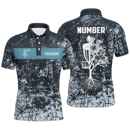 Customized Navy Camo Grunge Retro Disc Golf Polo Shirt Mens Disc Golf Tops Cool Golf Gifts For Men LDT0933