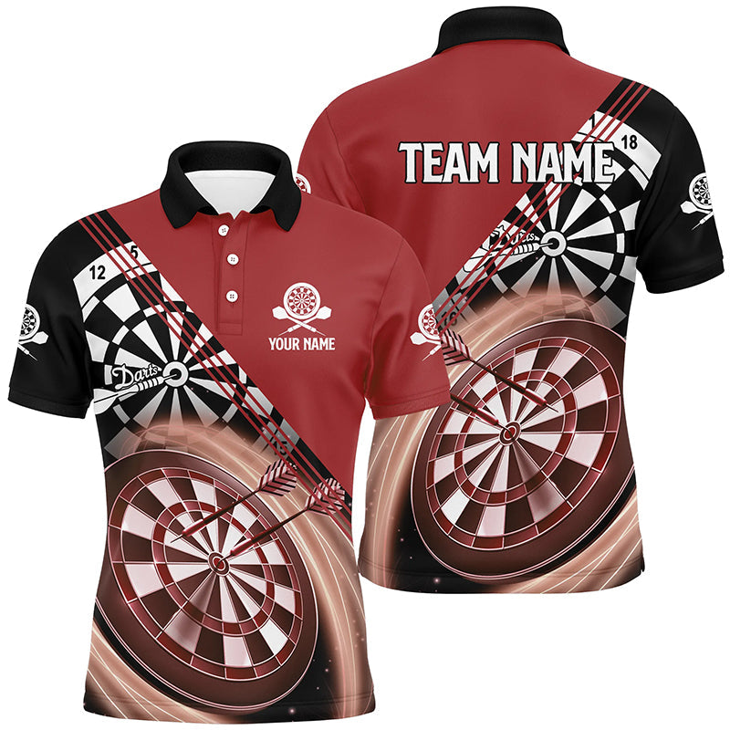 Red Mens Darts Polo Shirt With Name Customized Cool Darts Shirts For Men Dart Jerseys LDT0938