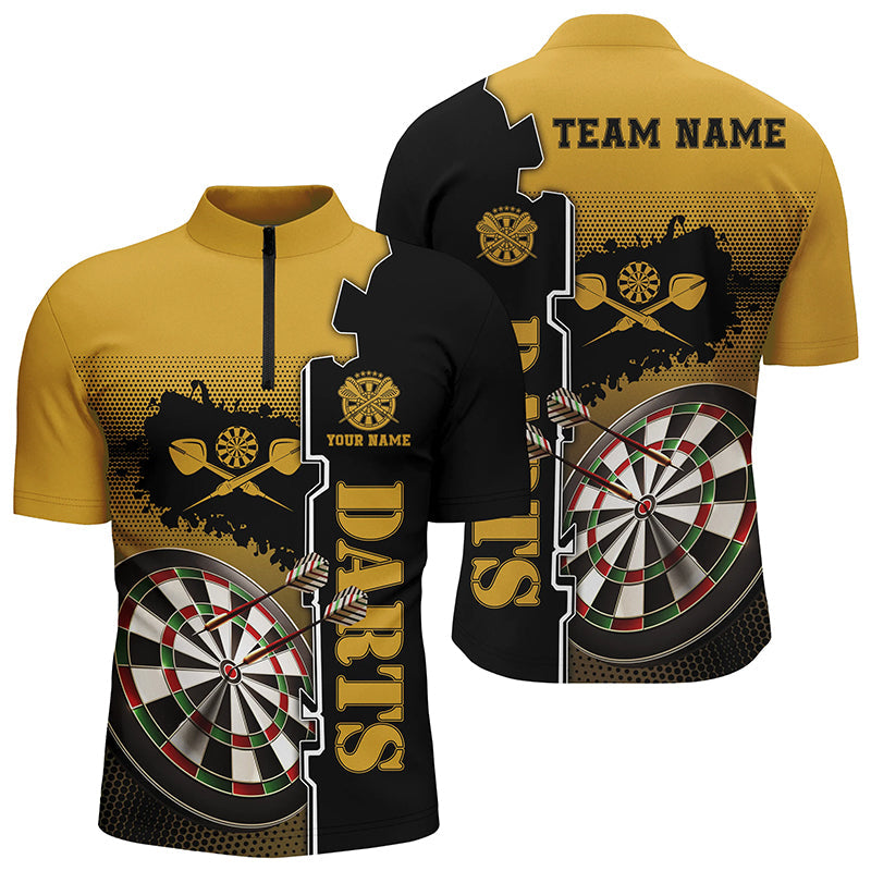 Personalized Yellow Black Darts Quarter-Zip Shirt Custom Darts Shirt For Men Darts Jersey LDT0417