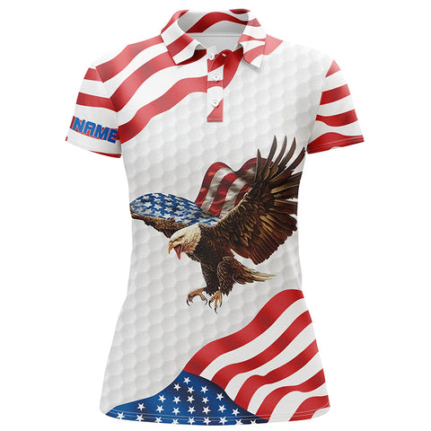 3D American Flag Womens Golf Polo Shirt Us Eagle Patriotic Golf Shirts For Women, Golf Gifts LDT0163