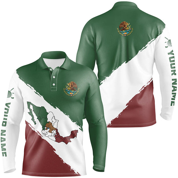 Mexico Map Mens Golf Polo Shirts Patriotic Mexican Flag Golf Shirts For Men Best Golf Gifts LDT0431