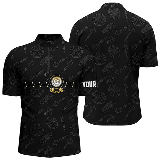 Darts Board Heart Beat Black Darts Pattern Quarter-Zip Shirts Custom Darts Jersey For Men LDT0438