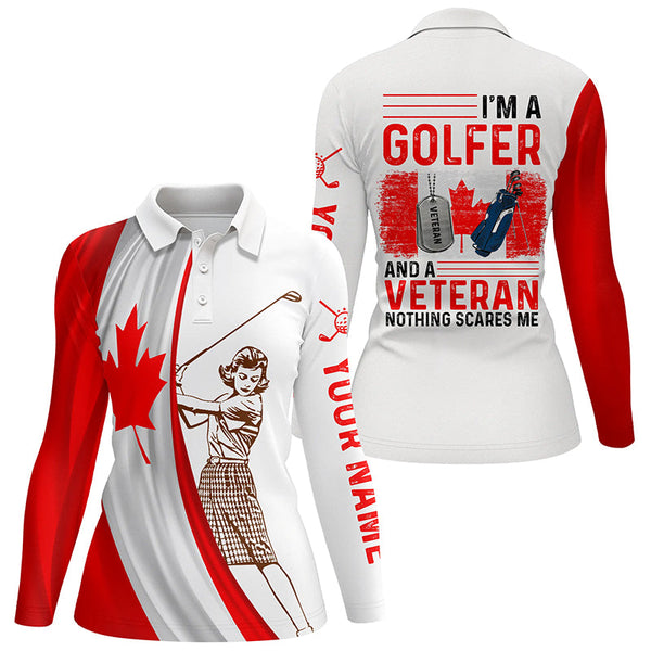 Im A Golfer And A Veteran Canada Flag Golf Polo Shirt Custom Patriotic Golf Tops For Women LDT0971