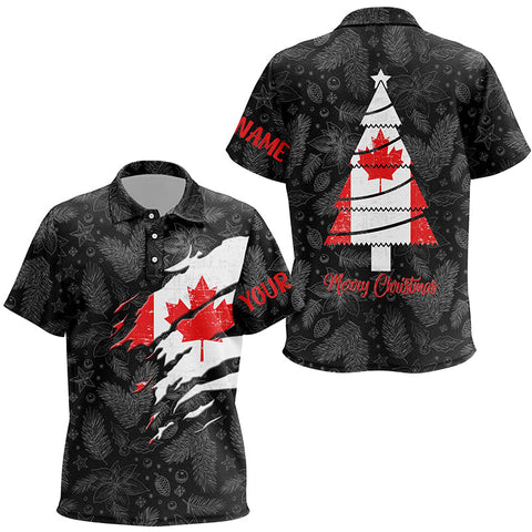 Canadian Flag Christmas Kids Golf Polo Shirt Custom Retro Patriotic Golf Shirts For Kid Golf Gifts LDT0754