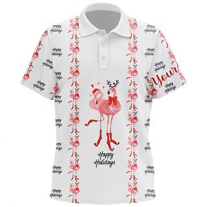 Tropical Santa Watercolor Flamingos Kids Golf Polo Shirt Christmas Golf Shirts For Kid LDT0756