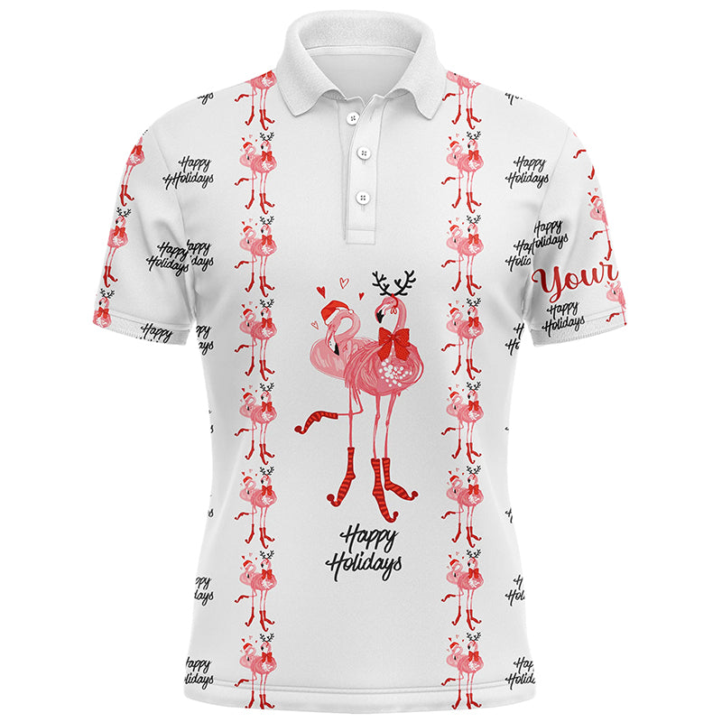 Tropical Santa Watercolor Flamingos Mens Golf Polo Shirt Christmas Golf Shirts For Men LDT0756