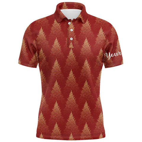 Christmas Trees Seamless Red Golf Mens Polo Shirts Winter Custom Golf Shirts For Men Golf Gifts LDT0760