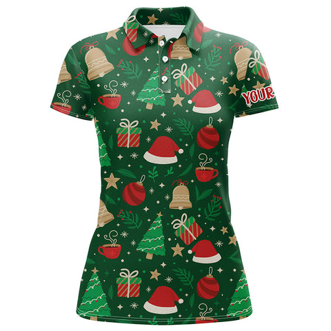Christmas Season Green Womens Golf Polo Shirt Custom Golf Tops For Women Best Golfing Gifts LDT0980