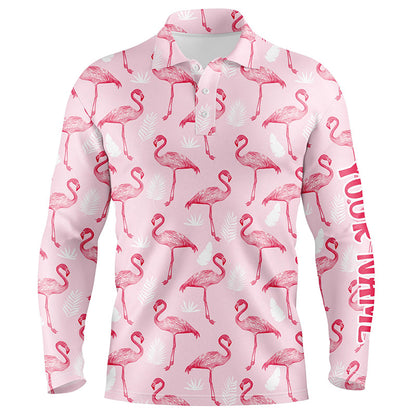 Pink Tropical Flamingo Mens Golf Polo Shirts Cusomized Funny Golf Tops For Men Male Golf Gifts LDT0981