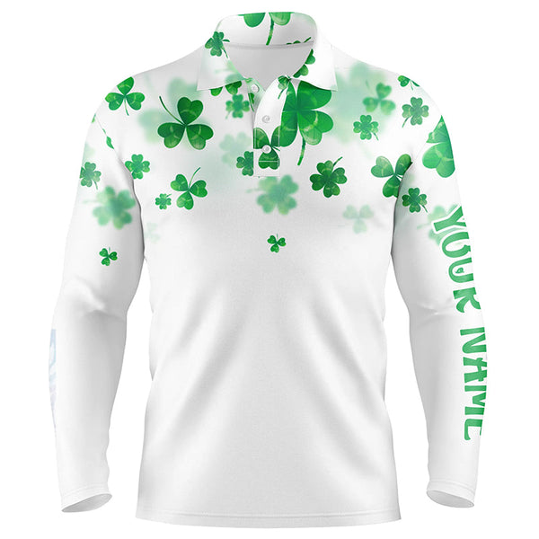 3D Green Clover St Patrick Golf Polo Shirt Custom Mens Golf Shirts Personalized Cool Men Golf Tops LDT0989