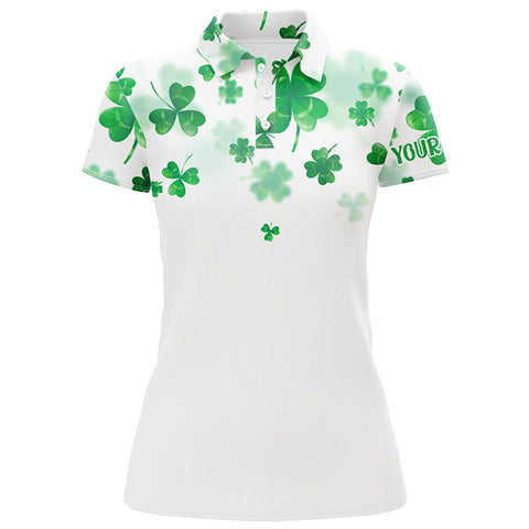 3D Green Clover St Patrick Golf Polo Shirt Custom Womens Golf Shirts Personalized Golf Tops LDT0989