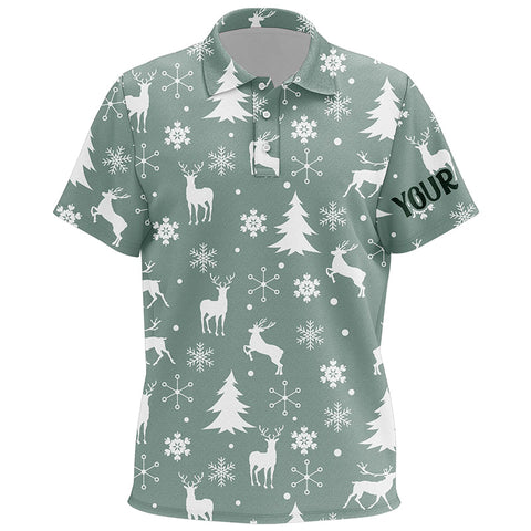 Christmas Pattern With Reindeers Snowflakes Kids Golf Polo Shirts Christmas Golf Gifts For Kid LDT0460