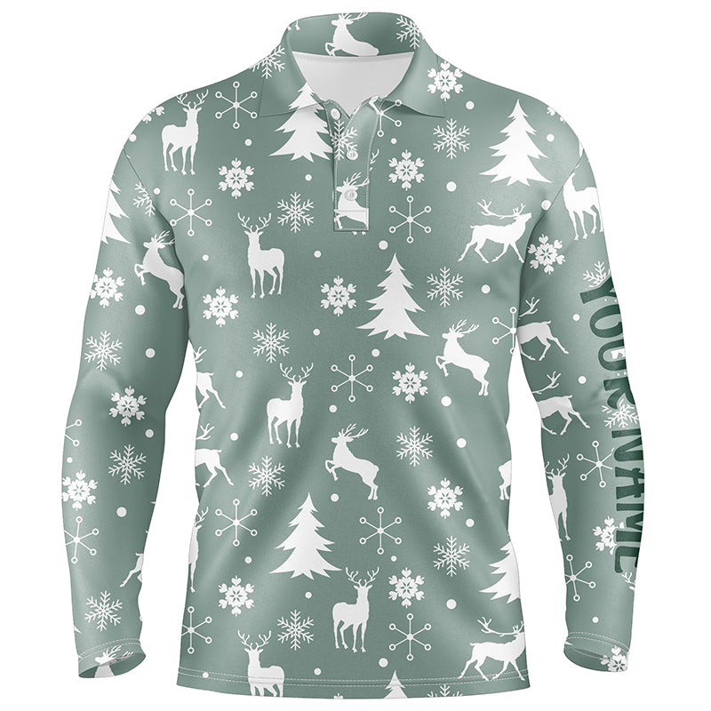 Christmas Pattern With Reindeers Snowflakes Mens Golf Polo Shirts Chri Myfihu Christmas Pattern With Reindeers Snowflakes Mens Golf Polo Shirts Chri Myfihu