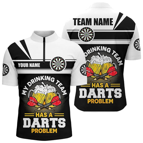 My Drinking Team Beer Darts Quarter-Zip Shirt Customized Darts Shirt For Men Dart Jerseys LDT1001