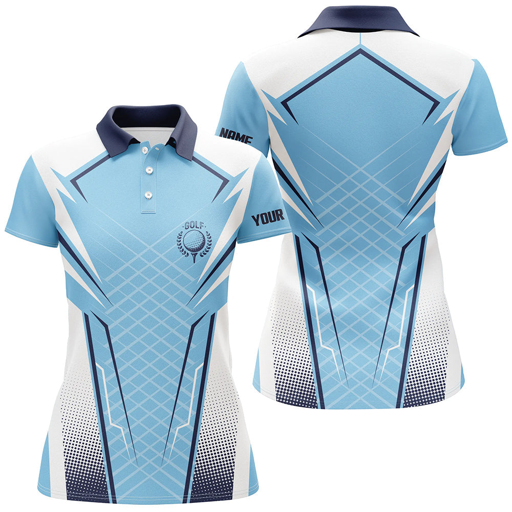 Blue White Personalized Womens Golf Polo Shirt Custom Name Golf Shirts For Women Golfer Gifts LDT1436