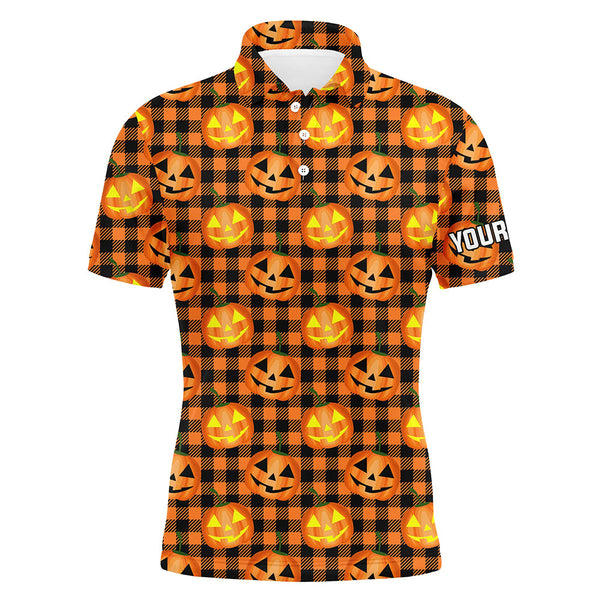 Halloween Pumpkin Seamless Orange Mens Golf Polo Shirts Custom Golf Shirts For Men Golf Gifts LDT0504