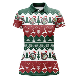 Christmas Tree Snowflakes Women Darts Polo Shirt Custom Christmas Darts Shirt For Women LDT0804