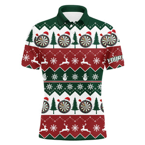 Christmas Tree Snowflakes Men Darts Polo Shirt Custom Christmas Darts Shirt For Men LDT0804