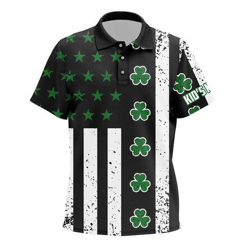 St. Patrick's Day American Flag Kids Golf Polo Shirt Shamrock Clover Patriotic Golf Tops For Kid LDT1040