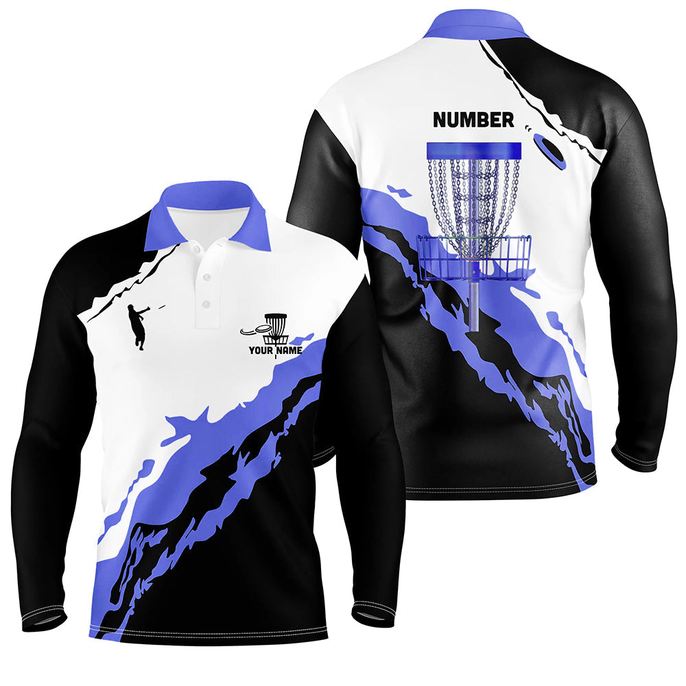 Purple Black Mens Disc Golf Polo Shirts Customized Disc Golf Shirts For Men Disc Golfing Gifts LDT1247