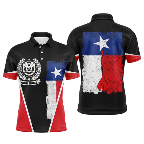 Retro Texas Flag Mens Darts Polo Shirt Custom Name Patriotic Darts Jerseys For Men LDT0316