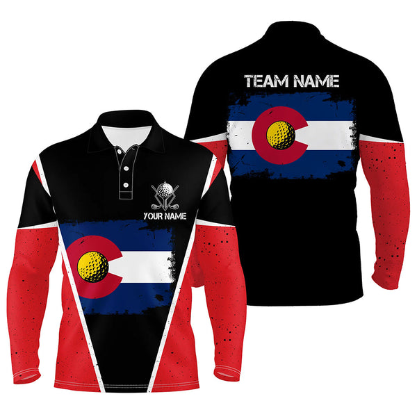 Retro Colorado Flag Black Mens Golf Polo Shirts Custom Patriotic Golf Shirts For Men LDT0328