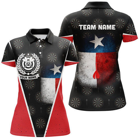 Retro Texas Flag Darts Polo Shirt Custom Patriotic Darts Shirt For Women Dart Jerseys LDT1315
