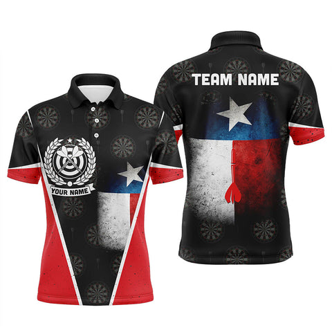 Retro Texas Flag Mens Darts Polo Shirt Custom Patriotic Darts Shirt For Men Dart Jerseys LDT1315