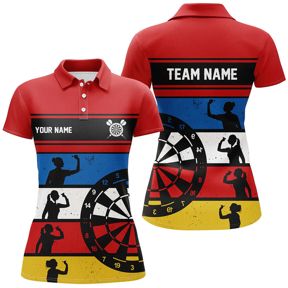 Colorful Retro Personalized Womens Darts Shirt Custom Darts Shirt For Women Dart Jerseys LDT1340