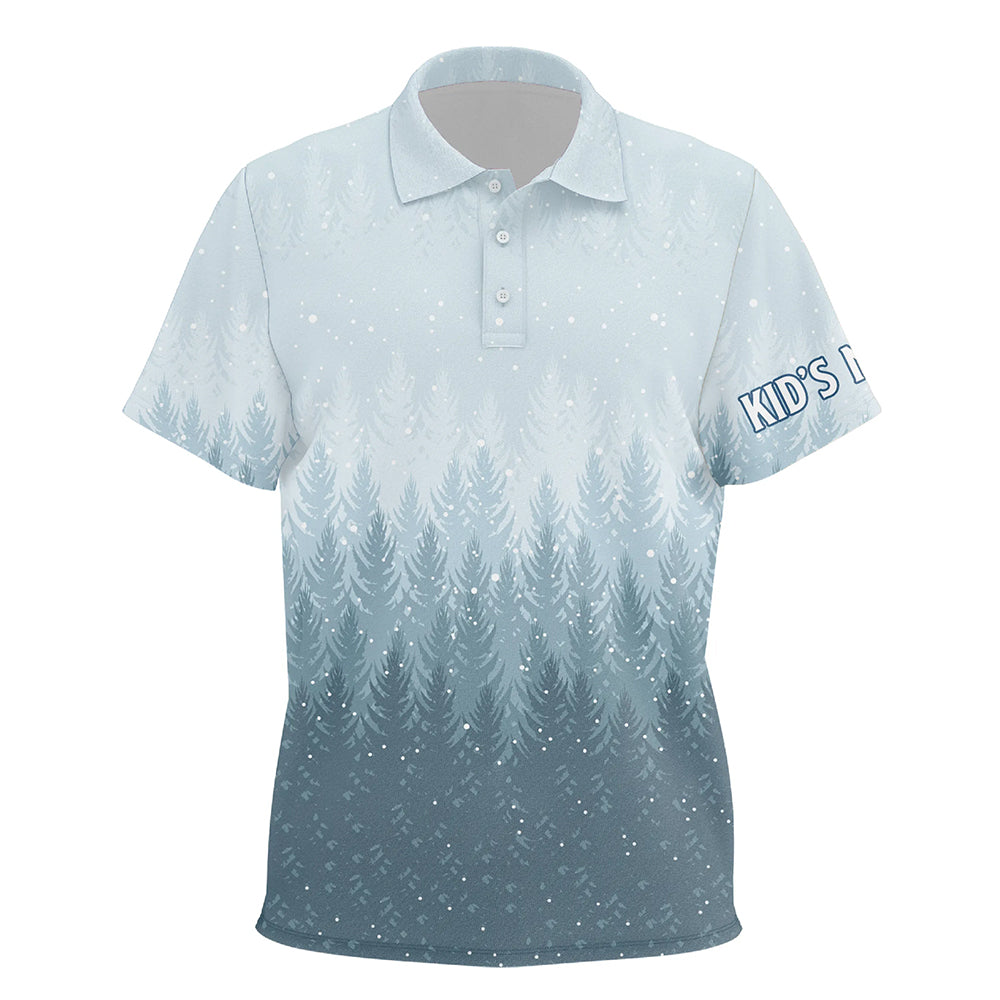 Winter Night Forest Christmas Kids Golf Polo Shirts Snow Blue Golf Shirts For Kid Golfing Gifts LDT0660