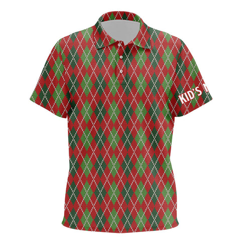 Christmas Argyle Knitted Golf Kids Polo Shirt Red Green All Over Print Unisex Golf Shirt For Kid LDT0662