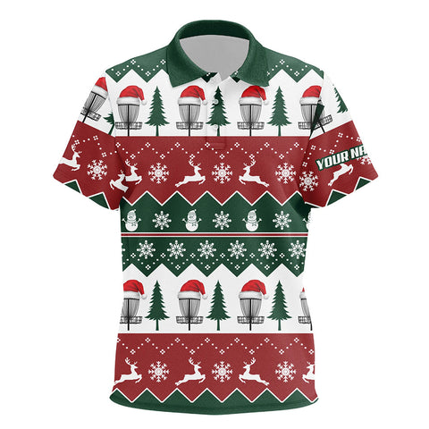 Disc Golf Santa Christmas Tree Snow Kids Polo Shirt Custom Christmas Disc Golf Gifts For Kid LDT0671