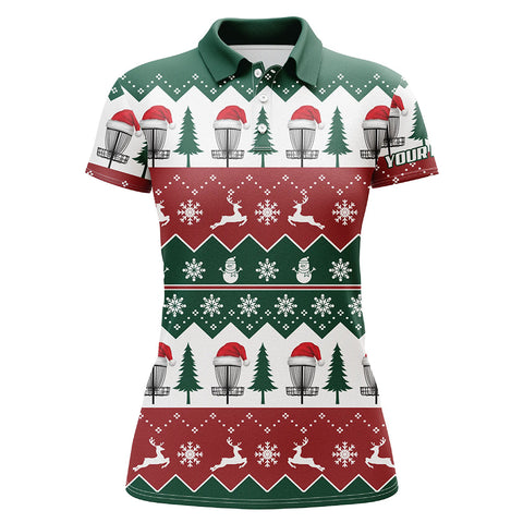 Disc Golf Santa Christmas Tree Snow Polo Shirt Custom Christmas Disc Golf Gifts For Women LDT0671