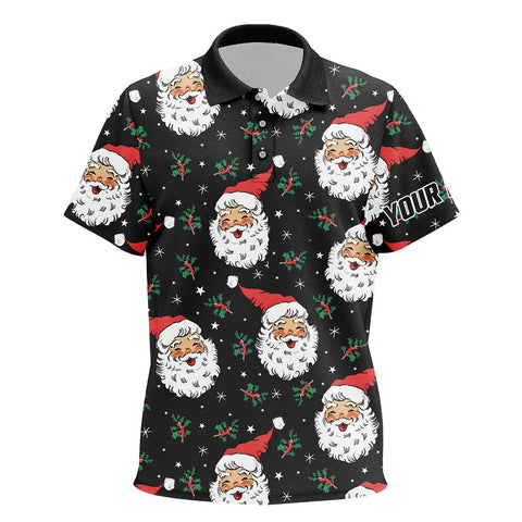 Santa Claus With Holly & Snowflakes Christmas Kid Golf Polos Vintage Cute Golf Shirts For Kid LDT0676