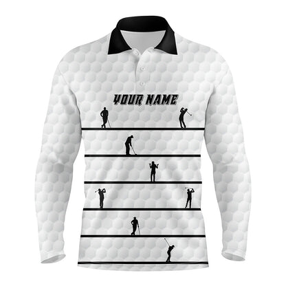 Personalized Black White Golfer Mens Polo Shirts Custom Cool Golf Shirts For Men White Golf Pattern LDT0953