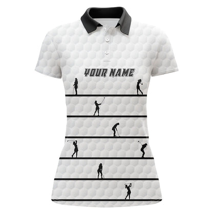 Personalized Black White Golfer Polo Shirt Custom Cool Golf Tops For Women White Golf Pattern LDT0953