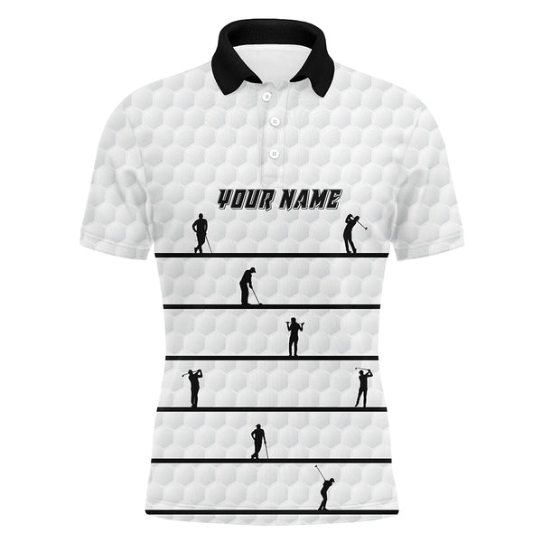 Personalized Black White Golfer Mens Polo Shirts Custom Cool Golf Shirts For Men White Golf Pattern LDT0953
