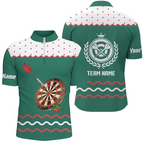 Personalized Darts Christmas Green Quarter-zip Shirt Custom Darts Shirt For Men Dart Jersey LDT0740